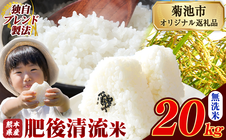 熊本県産 肥後清流米 無洗米 20kg ブレンド米 熊本県産 ふるさと納税 精米 米 こめ ふるさとのうぜい コメ お米 おこめ《7-14日以内に出荷予定(土日祝除く)》