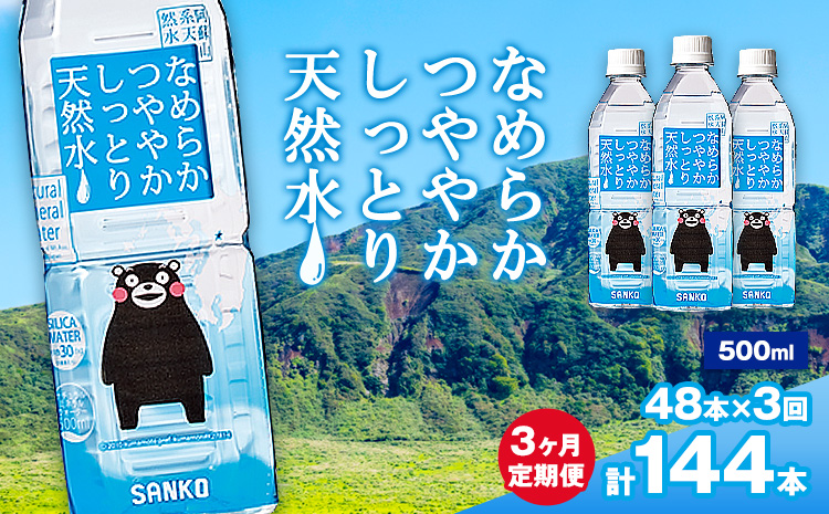 【3ヶ月定期便】なめらかつややかしっとり天然水 500ml 合計48本 24本×2ケース 3回 株式会社サンコー熊本営業所《お申し込みの翌月から出荷》天然水 軟水 鉱水 シリカ水 飲料水 ミネラルウォーター ペットボトル 熊本県 菊池市 送料無料