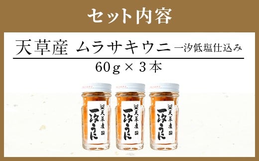 天草産ムラサキウニだらけ　豪華3本セット　(一汐低塩仕込み/60g)