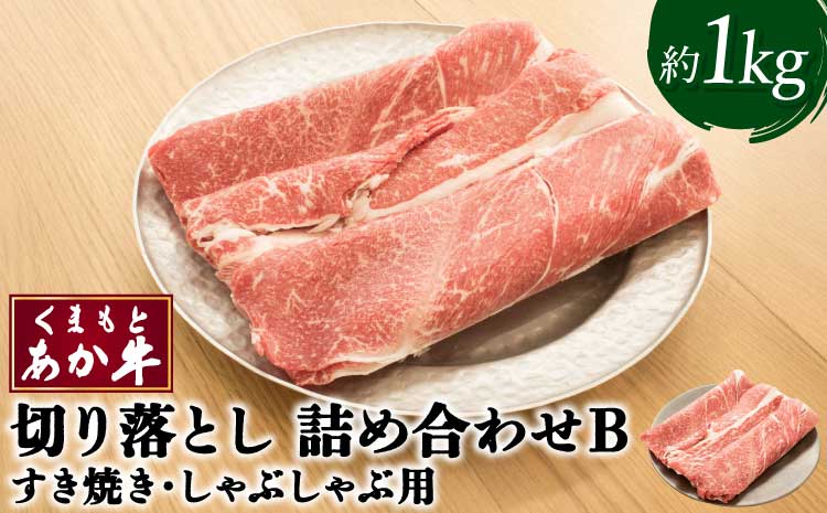 【2023年1月より順次発送】あか牛 詰め合わせB 合計約1kg 切落し すき焼き しゃぶしゃぶ