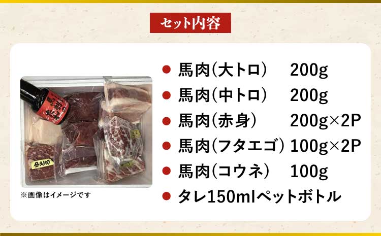 馬刺しセット 1.1kg 馬刺し 盛合わせ（大トロ、中トロ、など）