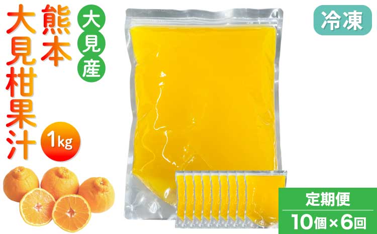 【定期便6回】大見柑果汁(冷凍) 1kg入り 10個×6回 不知火 不知火果汁 しらぬい デコポンと同品種 ジュース アイス お菓子 料理 爽やか 柑橘 果物 くだもの フルーツ 熊本県産 九州産 国産 宇城市産 株式会社la Nui.
