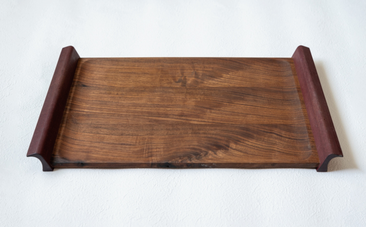 ウォールナット トレイ 幅:40cm 奥行き:25cm 高さ:1.2cm 重さ:1.5kg パープルハート 木製 おぼん お盆 トレー ウッド キッチン用品 インテリア シンプル ギフト 贈り物 プレゼント 熊本県 宇城市