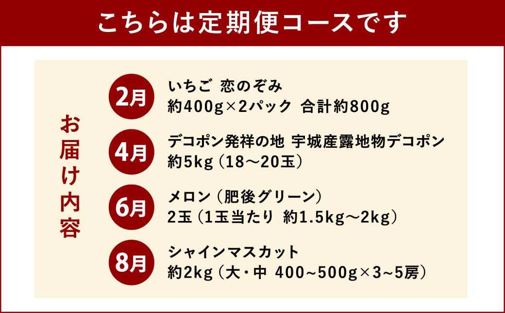 【2024年発送分 4回定期便】 宇城市産 旬の フルーツ 定期便