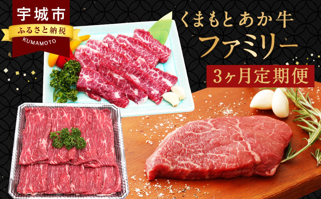 牛肉 くまもと あか牛 ファミリー 3か月 定期便