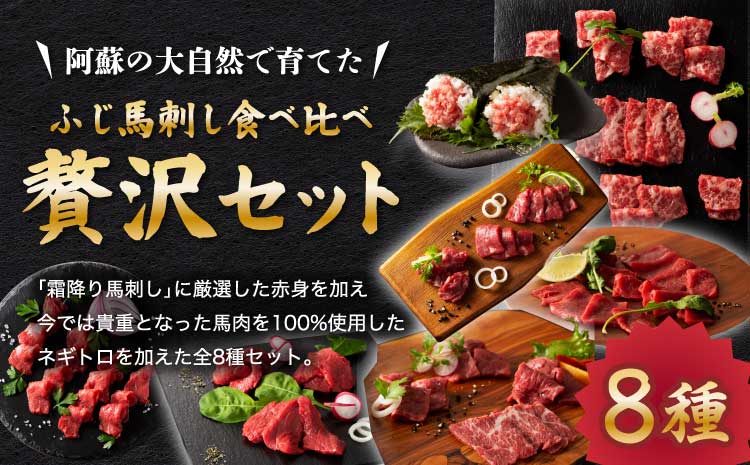 フジチクオリジナル 特選馬刺しの8種セット 肉 刺身 生肉 お肉 精肉 馬 メン 三枚バラ 大トロ 中トロ ヒレ シャトーブリアン ロース ランプ 上赤身 赤身 ネギトロ 霜降り サシ 熊本 熊本県 本場 産地直送 専門店 食べ比べ フジチク