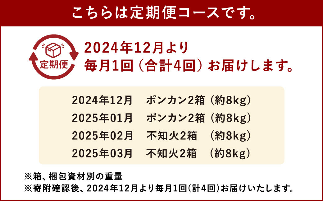 【12月からの4ヶ月定期便】ポンポンパック 定期便 柑橘 果物 くだもの お取り寄せ 熊本県 宇城市