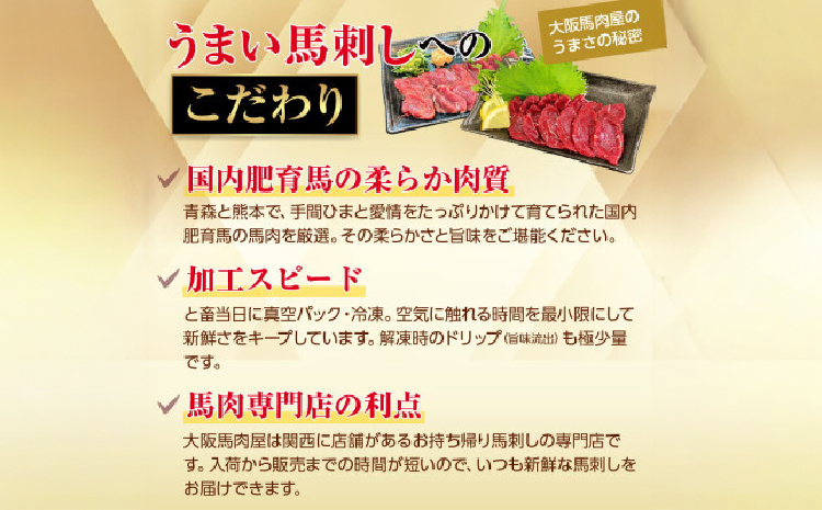 馬刺しセット 5種 1ブロック45g～50g 8～10切れ 約1人前 馬刺し 熊本 馬刺 国産 ギフト 肉 馬肉 グルメ おつまみ 晩酌 内祝い お歳暮 御歳暮 熊本県 宇城市 大阪馬肉屋TMP