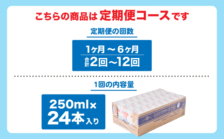 【1ヶ月毎6回定期便】 牛乳 大阿蘇牛乳 250ml 計144本 牛乳 定期便 常温保存 常温 らくのうマザーズ 大阿蘇牛乳 1ケース 250ml×24本 生乳100% ミルク 成分無調整牛乳
