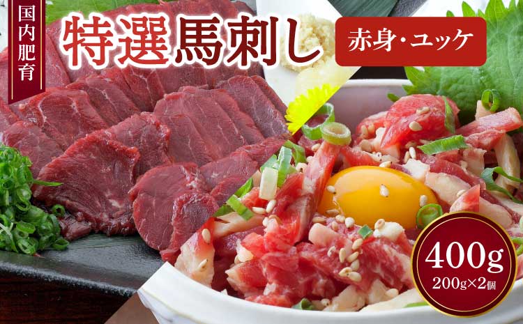 【国内肥育】特選 馬刺し 赤身 200g & ユッケ 200g 計400g セット