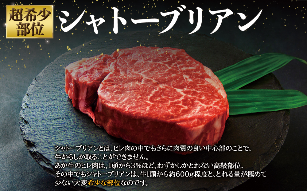  【フードロス削減】あか牛 シャトーブリアン ステーキ肉 200g×2枚 訳あり 希少部位 赤牛　国産和牛　400g　和牛 肉 国産 牛肉 希少 高級 シャトーブリアン ステーキ ブランド牛 人気 美味しい 熊本県 阿蘇市