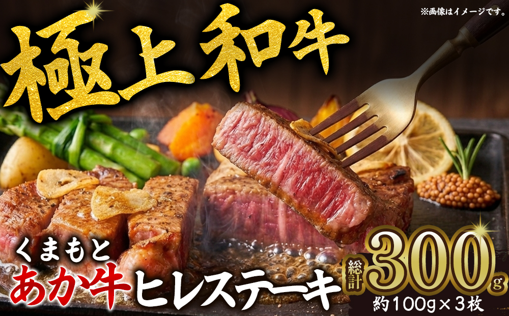 あか牛 ヒレ ステーキ 300g 100g×3 和牛 赤身肉 牛肉 国産 希少部位 ヘルシー ブランド牛 高級 ギフト 数量限定 旅の思い出 ご当地グルメ 熊本 阿蘇