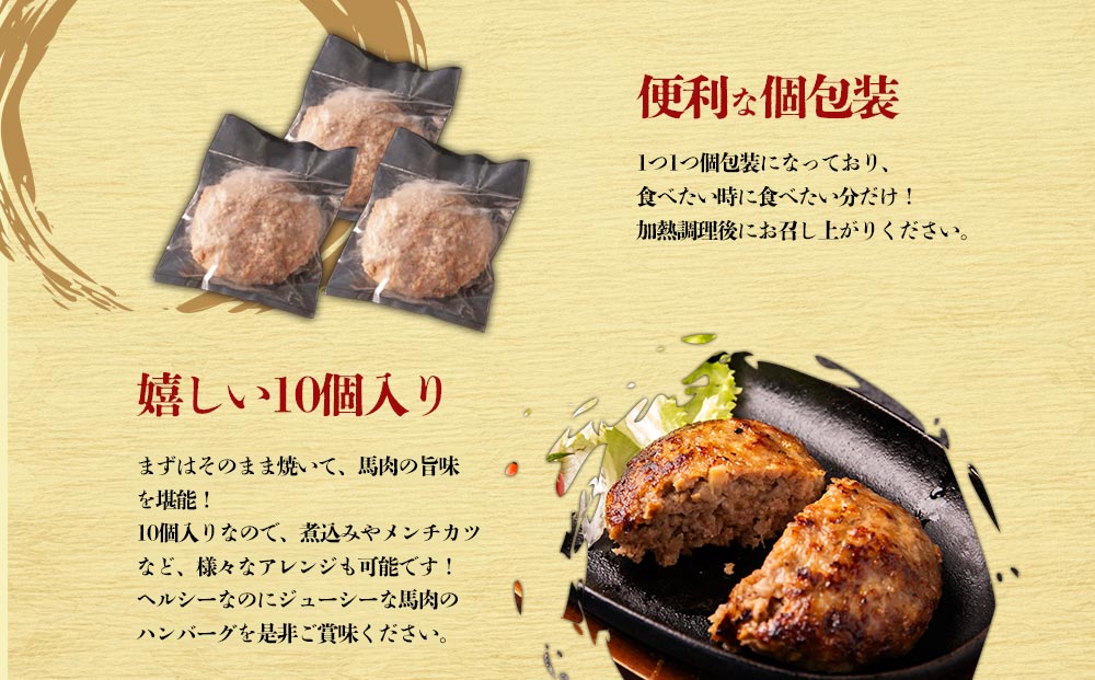 【阿蘇牧場】馬肉＆熊本県産ジャージー牛乳使用！ 特製ハンバーグ 150g×10個  馬肉 ヘルシー 人気 美味しい 鉄分豊富 馬肉 ハンバーグ ジューシー 熊本県 阿蘇市