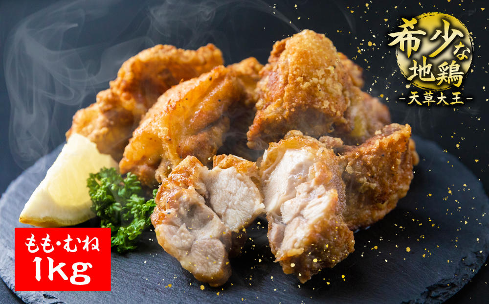 くまもと地鶏 天草大王 もも肉・むね肉1kgセット 肉 もも肉 むね肉 1kg 地鶏 鶏肉 炭火焼 人気 希少 貴重 美味しい ヘルシー ジューシー コラーゲン 食べ比べ 父の日　熊本 阿蘇