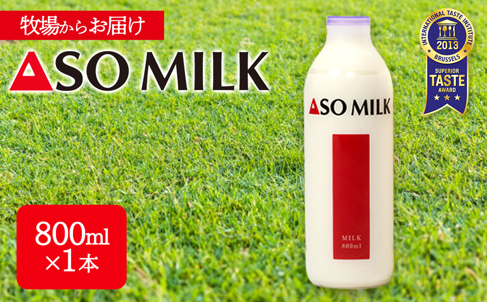 ASOMILK 800ml×1本 阿部牧場 牧場 三ツ星受賞 高級寝台列車の朝食に採用 搾りたて 美味しい 牛乳 ミルク MILK 乳製品 最優秀味覚賞 搾りたて 人気 濃厚 セット 詰め合わせ 熊本県 阿蘇市