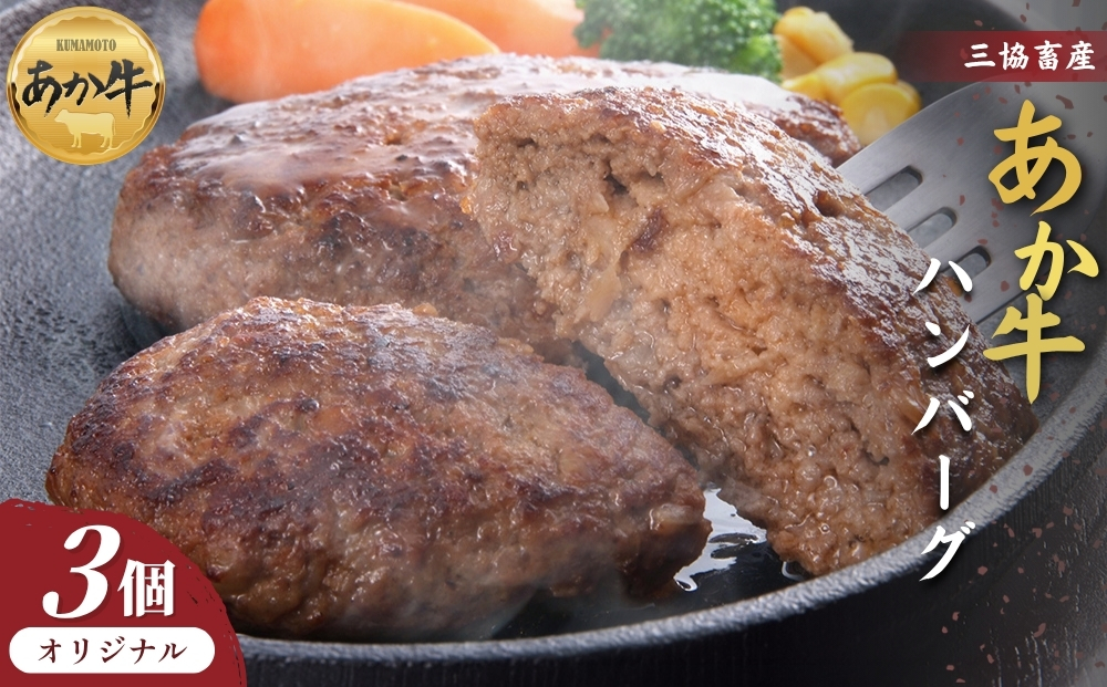 【三協畜産】熊本和牛あか牛ハンバーグ3個 あか牛ハンバーグ 国産 簡単 お取り寄せ 冷凍 お土産 ギフト 贈り物 贈答用 豪華 贅沢 ご褒美  人気 おもてなし 晩ご飯  熊本県 阿蘇市