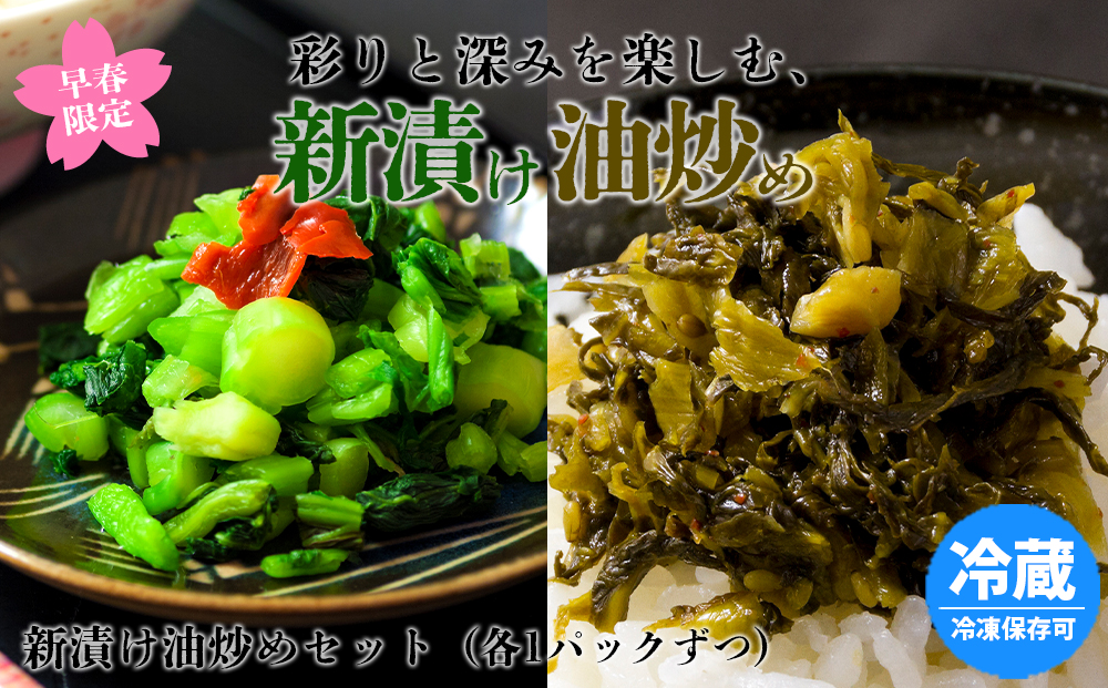 【早春限定】彩りと深みを楽しむ、高菜の新漬けと古漬け油炒め2種セット 阿蘇高菜 ご当地 郷土 お取り寄せ たかな 漬物 冷蔵 おつまみ ごはん おかず ピリ辛 期間限定 数量限定 贈り物 熊本県 阿蘇市