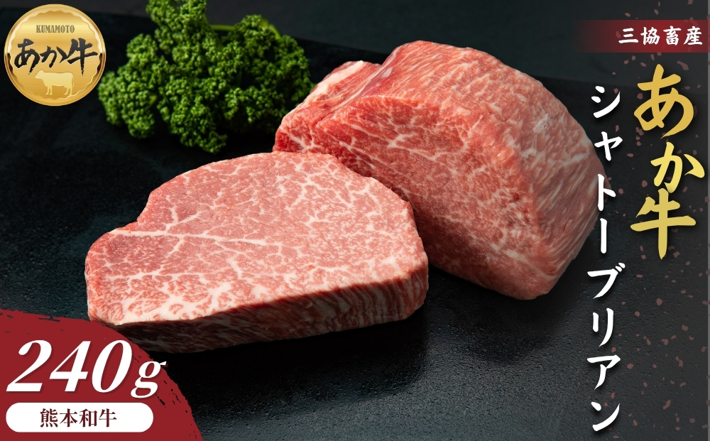【三協畜産】あか牛 シャトーブリアン 120g×2枚 計240g ステーキ バーベキュー BBQ 焼肉 精肉 赤牛 牛肉 国産 簡単 お取り寄せ 冷凍 ギフト 贈り物 贈答用 豪華 おかず 手軽 ご褒美 お祝い 人気 晩ご飯 熊本県 阿蘇市