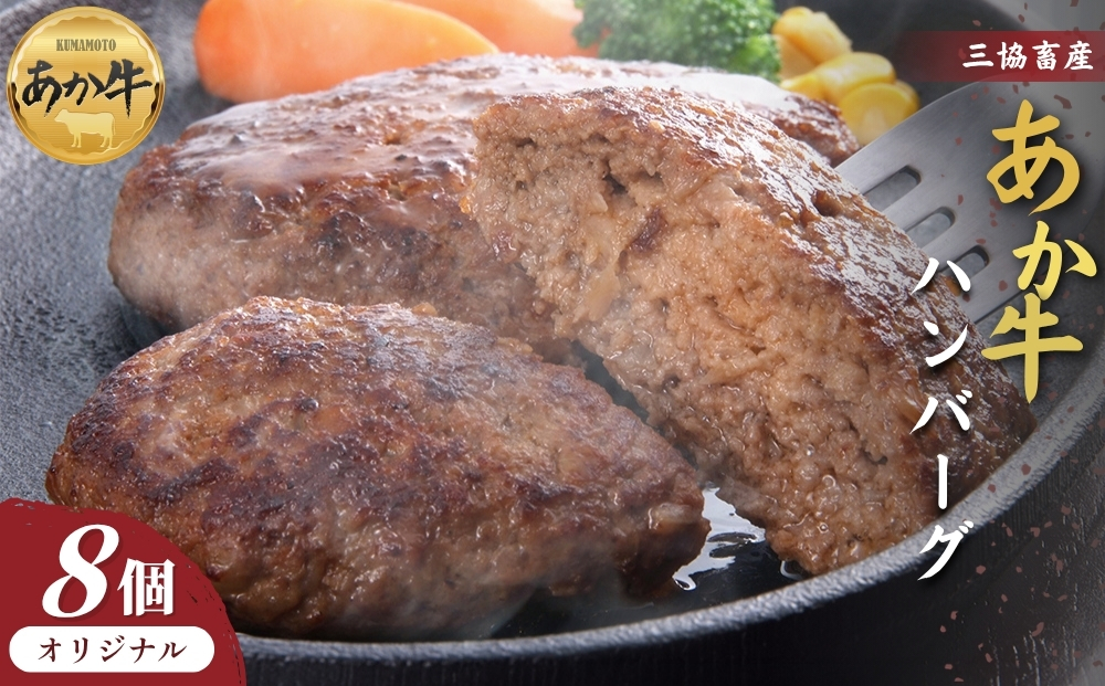 【三協畜産】熊本和牛あか牛ハンバーグ8個 あか牛ハンバーグ 国産 簡単 お取り寄せ 冷凍 お土産 ギフト 贈り物 贈答用 豪華 贅沢 ご褒美  人気 おもてなし 晩ご飯  熊本県 阿蘇市