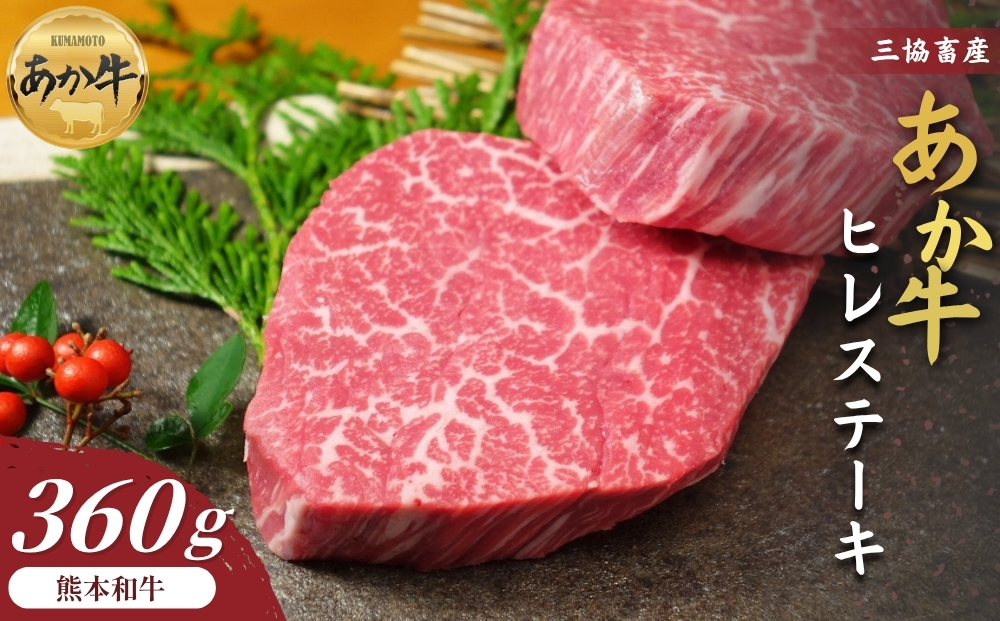 【三協畜産】熊本和牛あか牛ヒレステーキ 360g（120g×3） 赤牛 牛肉 国産 簡単 お取り寄せ 冷凍 ギフト 贈り物 贈答用 豪華 おかず 手軽 ご褒美 お祝い 人気 晩ご飯 熊本県 阿蘇市