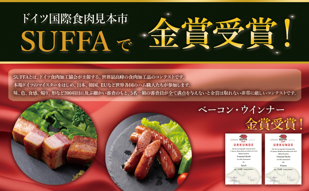 ひばり工房 ベーコンブロック 2パック ベーコン ブロック 本場 ドイツ suffa 金賞 人気 美味しい ステーキ 手作り 詰め合わせ 小分け 父の日　熊本 阿蘇