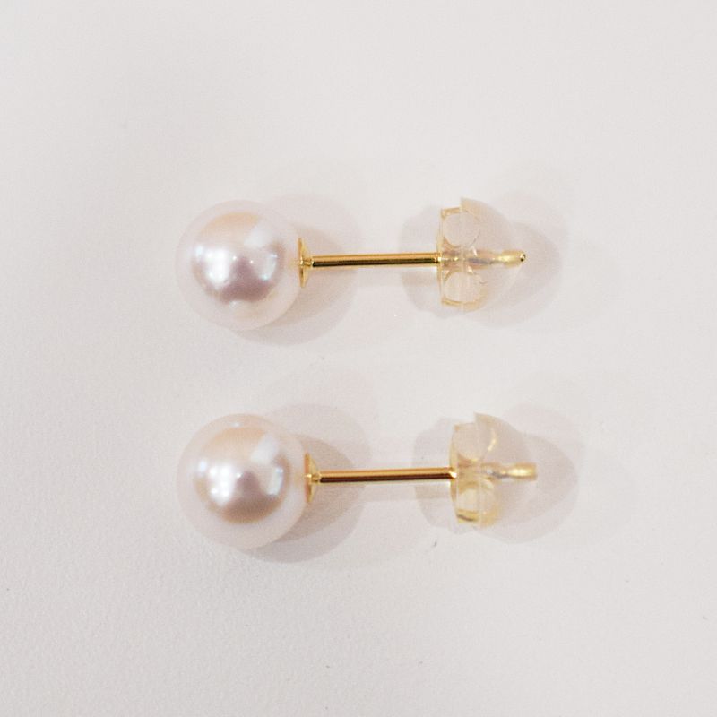 S085-571_あこや真珠 天草 ピアス 6mm - 6.5mm ホワイトピンク 真珠