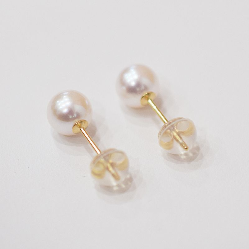 S085-571_あこや真珠 天草 ピアス 6mm - 6.5mm ホワイトピンク 真珠