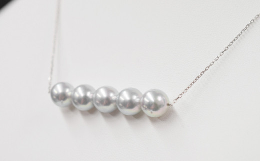 S101-223_天草産 8-9mm あこや真珠 パールネックレス ペンダント シルバー 5連（K18WG）
