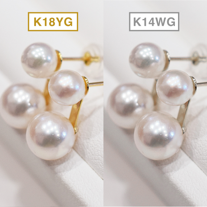 S085-495_あこや真珠 天草 ピアス 2連 5.5mm - 6mm 7.5mm - 8mm ホワイトピンク 真珠