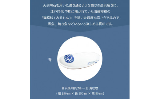 S026-059_天草 高浜焼 楕円カレー皿 １枚（青）