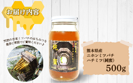 【数量限定】熊本県 美里町 ハチミツ ニホンミツバチ 純蜜 500g【中蓮寺農園】【1712460】