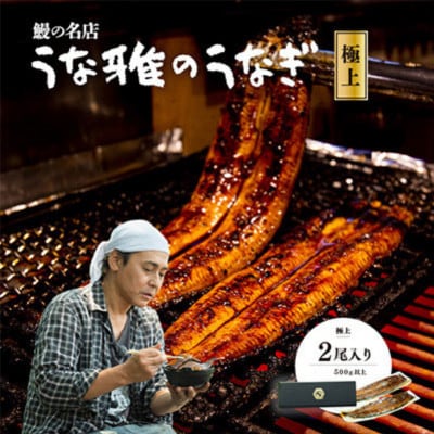 ヒロシのおすすめ!鰻の名店『うな雅』国産 手焼き 鰻【極上】かば焼き 2尾 約500g【配送不可地域：離島】【1675001】