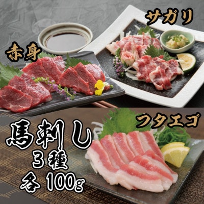 3種の馬刺し 300g【赤身・フタエゴ・サガリ各100g】(美里町)【配送不可地域：離島】【1643185】