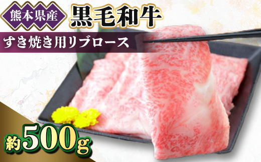 【黒毛和牛】熊本県産　すき焼き用　リブロース500g(1パック)(美里町)【配送不可地域：離島】【1527962】