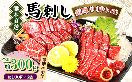 【熊本直送】馬刺しブロック肉　霜降り(中トロ)300g(美里町)【配送不可地域：離島】【1378015】