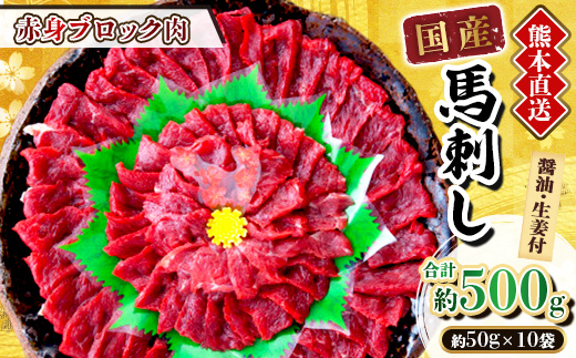 【国産馬刺し】熊本直送　ブロック肉　赤身500g(美里町)【配送不可地域：離島】【1298740】