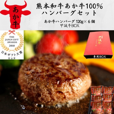 あか牛100%ハンバーグセット(あか牛ハンバーグ120g×6個)専用ボックス入り(美里町)【配送不可地域：離島】【1542406】