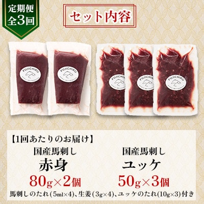 【毎月定期便】【全3回】フジチク国産馬刺しとユッケのセット合計310g(美里町)全3回【配送不可地域：離島】【4076598】