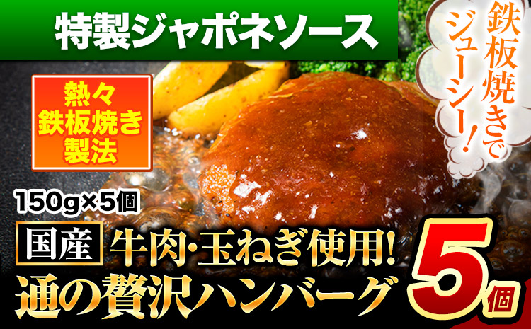 ハンバーグ 5個 国産のお肉使用！ 鶏肉不使用 温めるだけ 「通の贅沢ハンバーグ」特製ジャポネソース《45日以内に出荷予定(土日祝除く)》 牛 訳あり 小分け 早く届く