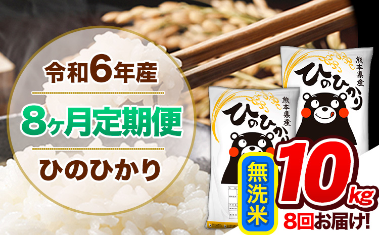 【8ヶ月定期便】令和6年産 定期便 無洗米 ひのひかり 10kg 《申込み翌月から発送》令和6年産 熊本県産 ふるさと納税 精米 ひの 米 こめ ふるさとのうぜい ヒノヒカリ コメ 熊本米 ひのもり