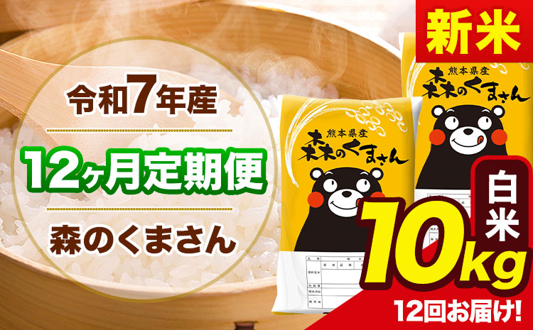 新米 令和7年産 森のくまさん【12ヶ月定期便】 白米 《お申込み翌月から出荷開始》10kg(5kg×2袋) 計12回お届け 熊本県産 単一原料米 森くま 熊本県 玉東町