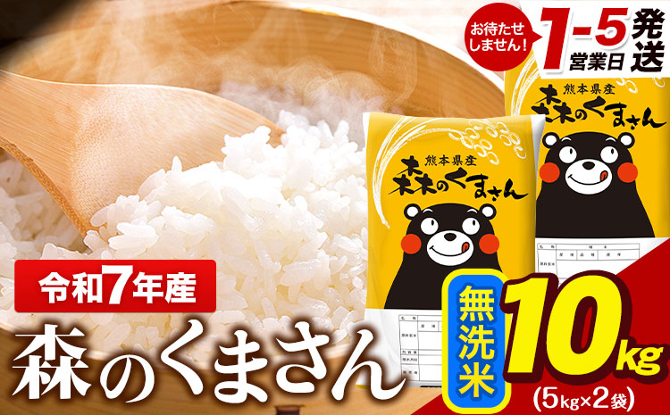 令和7年産 無洗米  森のくまさん 10kg 5kg×2袋  熊本県産 単一原料米 森くま《1-5日以内に出荷予定(土日祝除く)》送料無料
