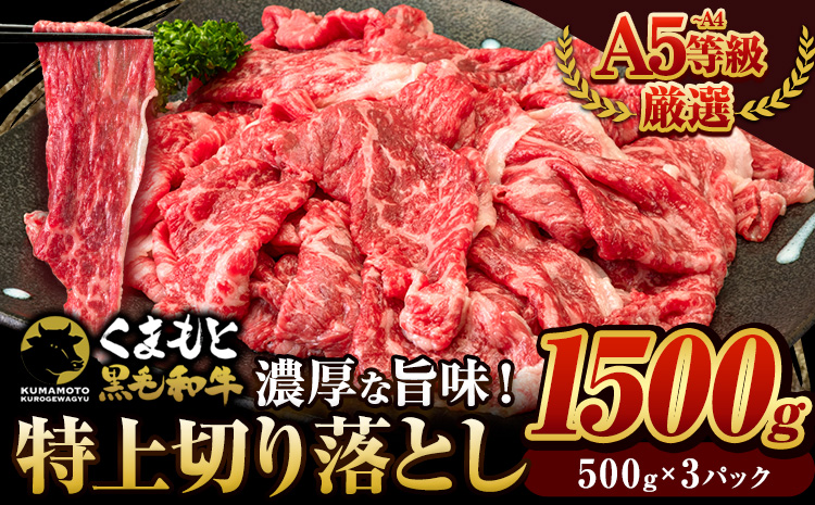 くまもと黒毛和牛 ウデ・モモ 赤身切り落とし 1500g (500g×3) 牛肉 冷凍 《30日以内に出荷予定(土日祝除く)》冷凍庫 個別 取分け 小分け 個包装 モモ スライス 肉 お肉 しゃぶしゃぶ すき焼きA5 A4