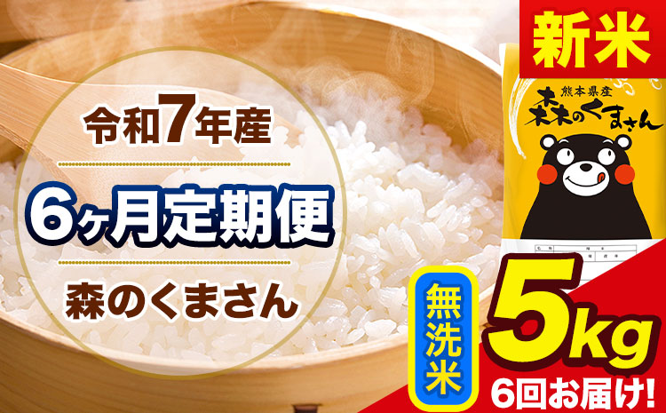 新米 令和7年産 森のくまさん【6ヶ月定期便】 無洗米 《お申込み翌月から出荷開始》5kg(5kg×1袋) 計6回お届け 熊本県産 単一原料米 森くま 熊本県 玉東町
