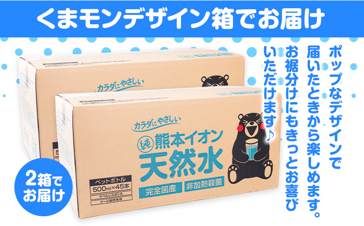 【12ヶ月定期便】水 500ml 家計応援 くまモン の ミネラルウォーター 天然水 熊本イオン純天然水 ラベルレス 90本 500ml 《お申込み翌月から発送》 飲料水 定期 備蓄 備蓄用 箱 ペットボトル 防災用 調乳 ラベル ミネラルウオーター