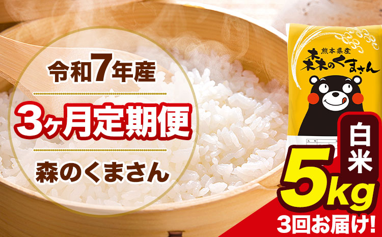 令和7年産 森のくまさん【3ヶ月定期便】 白米 《お申込み翌月から出荷》5kg(5kg×1袋) 計3回お届け 熊本県産 単一原料米 森くま 熊本県 玉東町