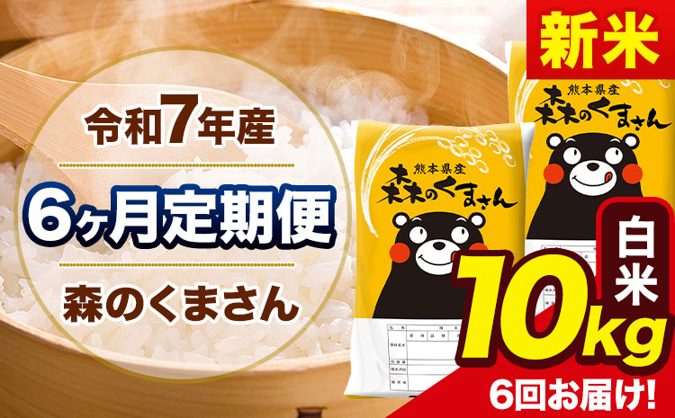 新米 令和7年産 森のくまさん【6ヶ月定期便】 白米 《お申込み翌月から出荷開始》10kg(5kg×2袋) 計6回お届け 熊本県産 単一原料米 森くま 熊本県 玉東町