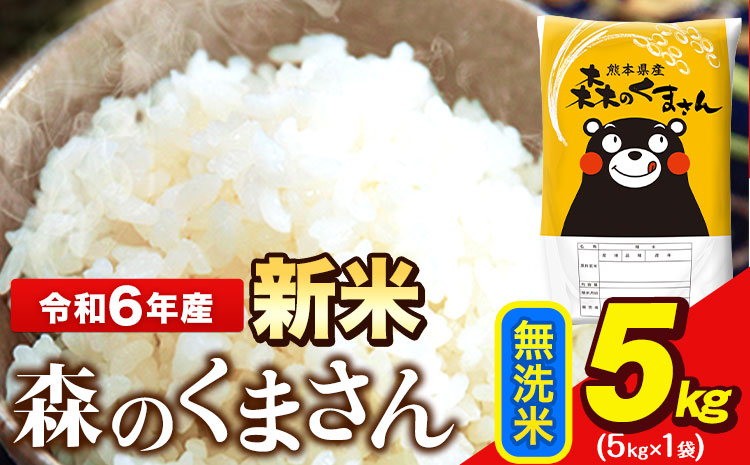 令和6年産  新米 無洗米  森のくまさん 5kg × 1袋  熊本県産 単一原料米 森くま《11月-12月より出荷予定》送料無料