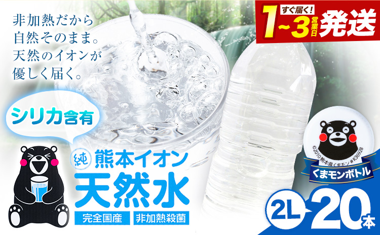 熊本イオン純天然水 ラベルレス 2L×20本 《1-3日以内に出荷予定(土日祝除く)》2l 水 飲料水 ナチュラルミネラルウォーター 熊本県 玉名郡 玉東町 完全国産 天然水 くまモン パッケージ