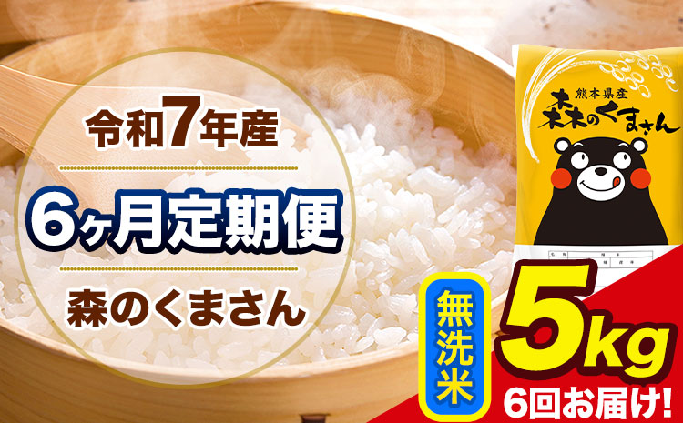 令和7年産 森のくまさん【6ヶ月定期便】 無洗米 《お申込み翌月から出荷開始》5kg(5kg×1袋) 計6回お届け 熊本県産 単一原料米 森くま 熊本県 玉東町